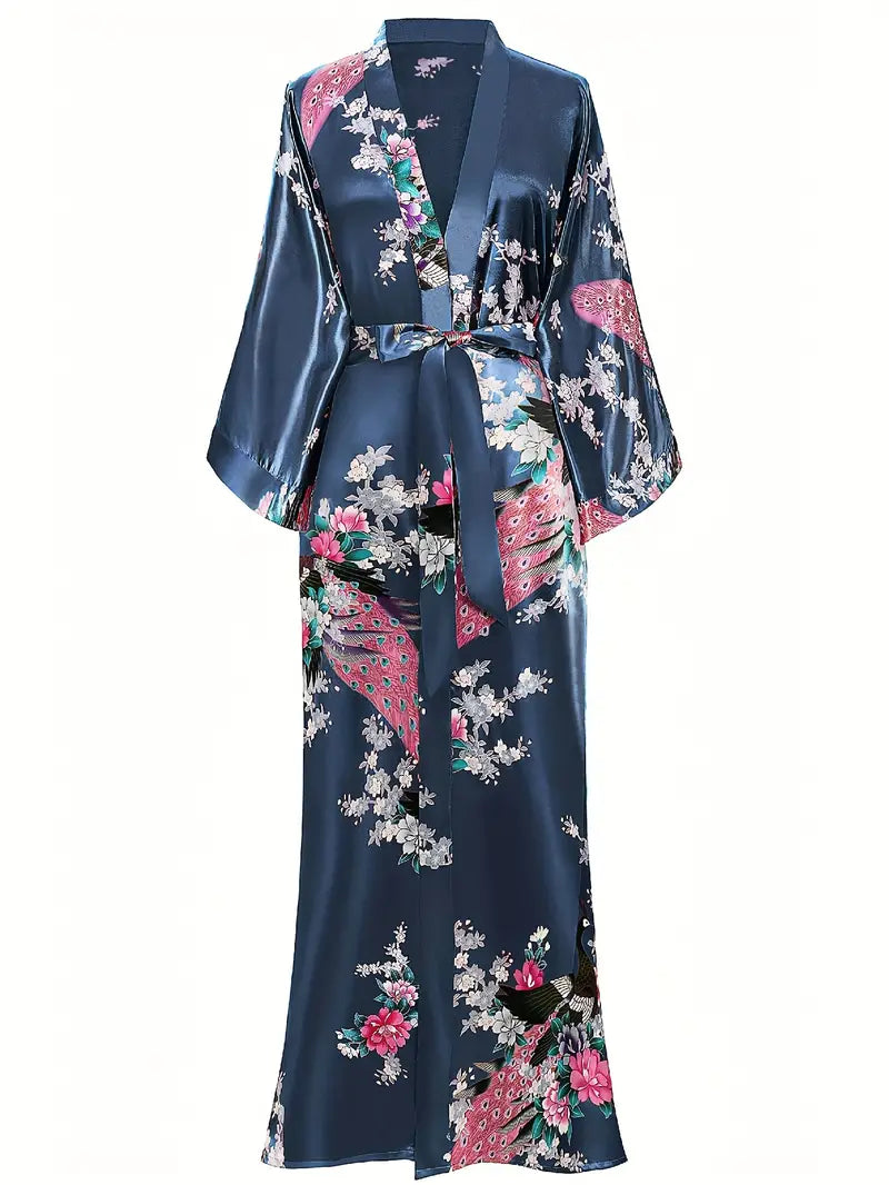 Batas/cárdigans largos de satén sedoso