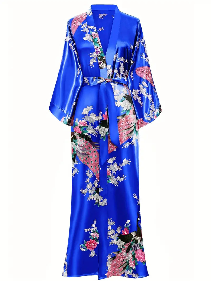 Batas/cárdigans largos de satén sedoso