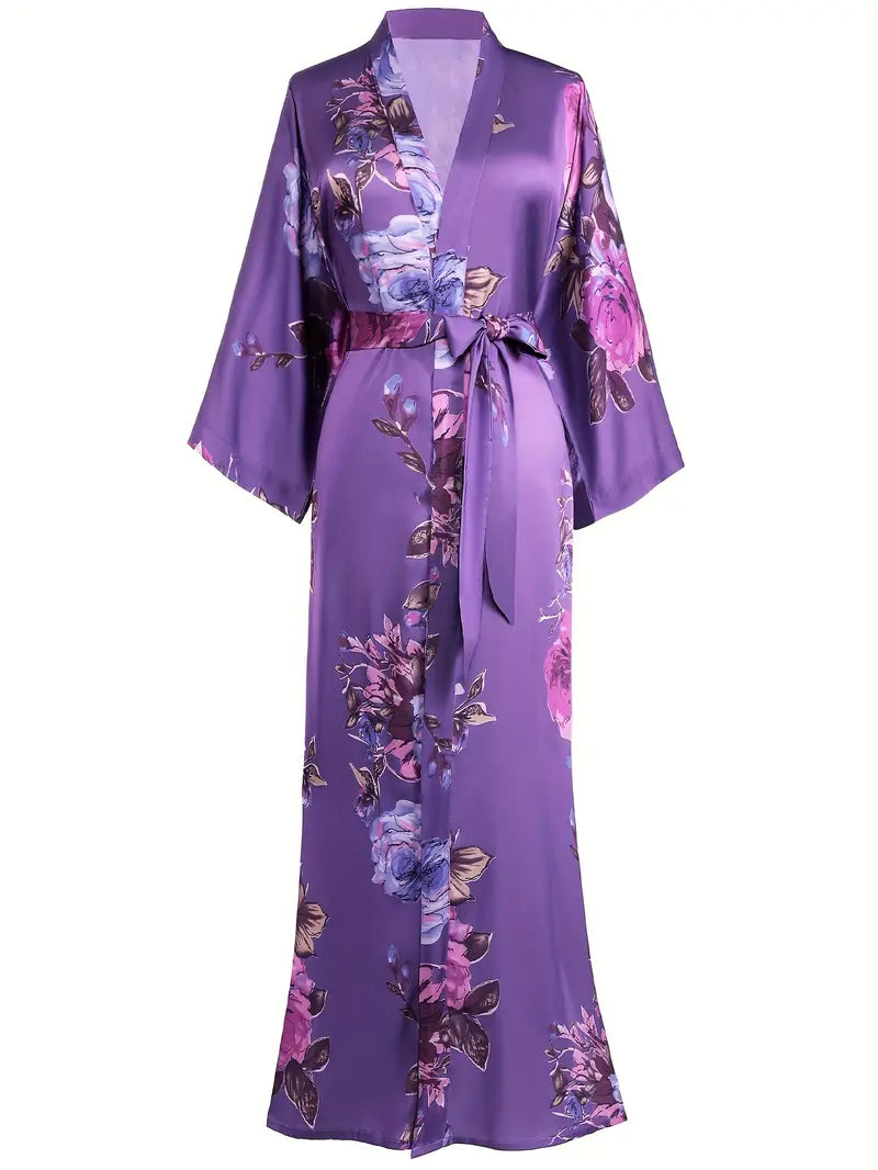 Batas/cárdigans largos de satén sedoso