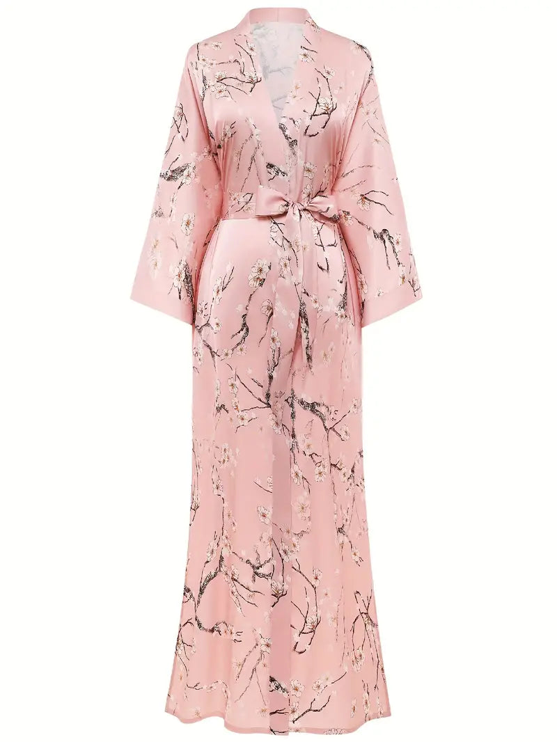 Batas/cárdigans largos de satén sedoso