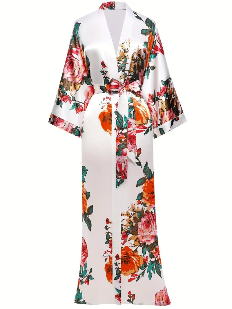 Batas/cárdigans largos de satén sedoso