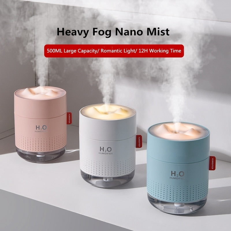 Large Capacity (17.5 fl oz) Ultrasonic Air Humidifier w/ Lamp