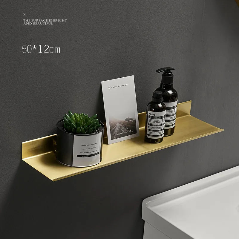 Brushed Gold Metal Floating Wall Shelf