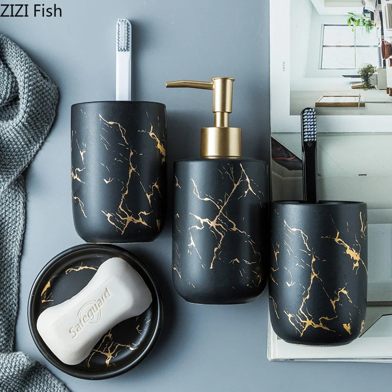 Ceramic Marble Bathroom Accessory Sets
