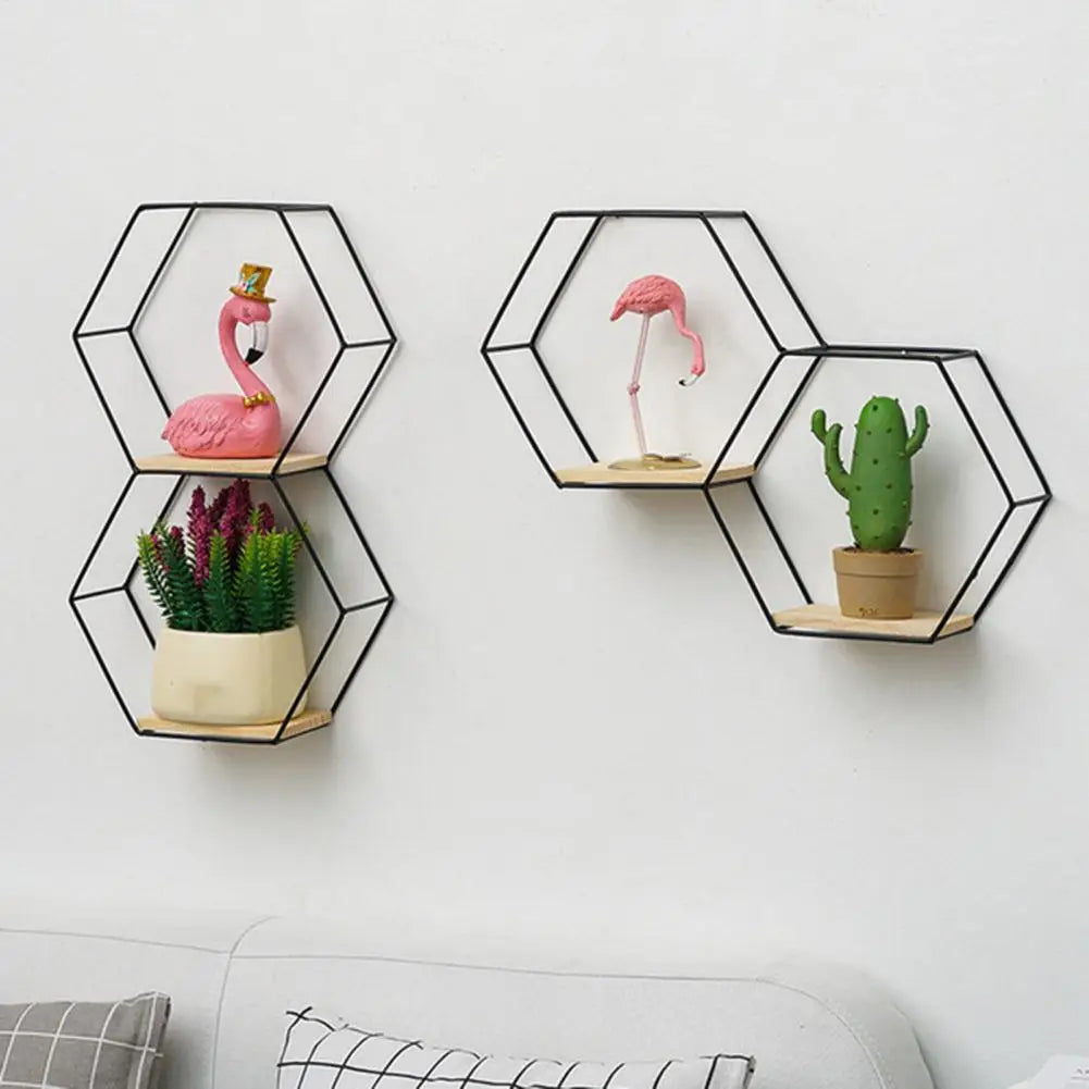 Estante de pared hexagonal flotante
