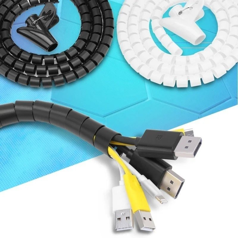 2M Flexible Spiral Tube Cable Organizer Wire Wrap