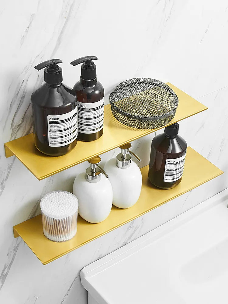 Brushed Gold Metal Floating Wall Shelf