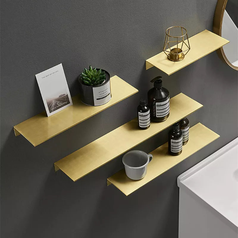 Brushed Gold Metal Floating Wall Shelf
