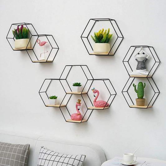 Estante de pared hexagonal flotante