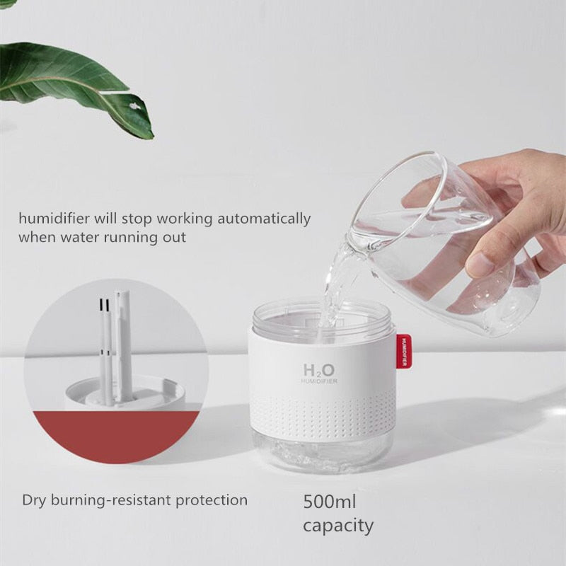 Large Capacity (17.5 fl oz) Ultrasonic Air Humidifier w/ Lamp