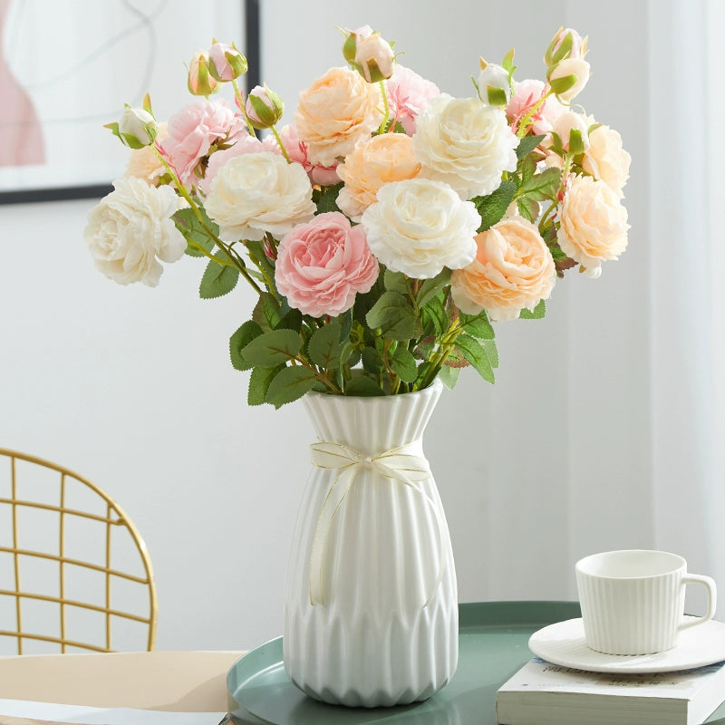 Peony Silk Flower Bouquets & Vases