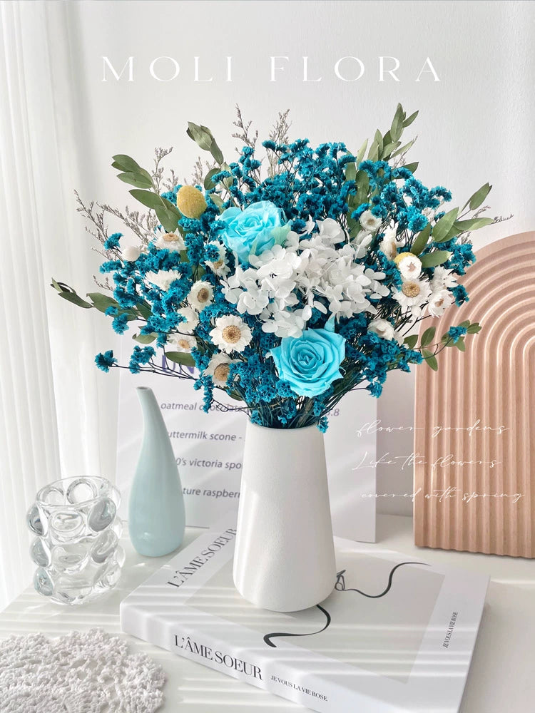 Eternal Rose & Eucalyptus Leaf Dried Flowers Bouquet