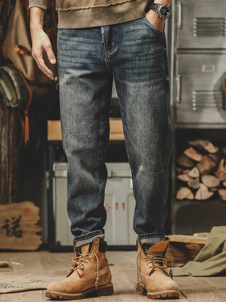 Vaqueros desgastados estilo americano pesado