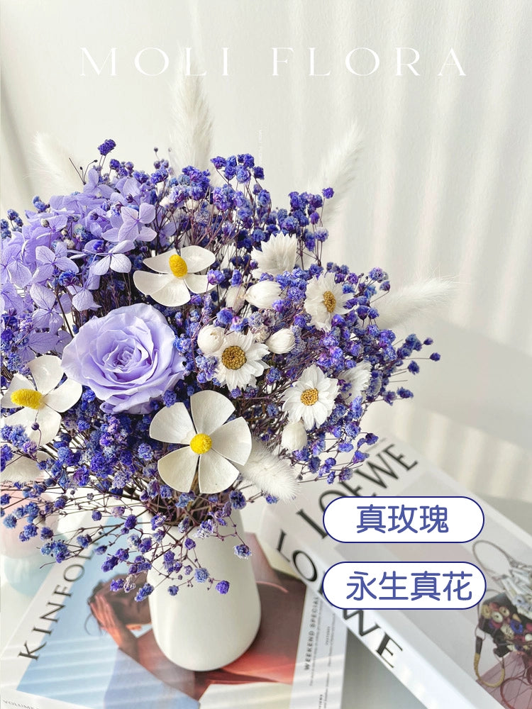 Eternal Life Rose Starry Dried Flowers Bouquet