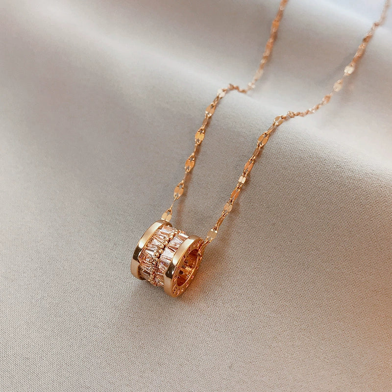 Cold Style 18K Rose Gold Titanium Steel Female Dignified Pendant