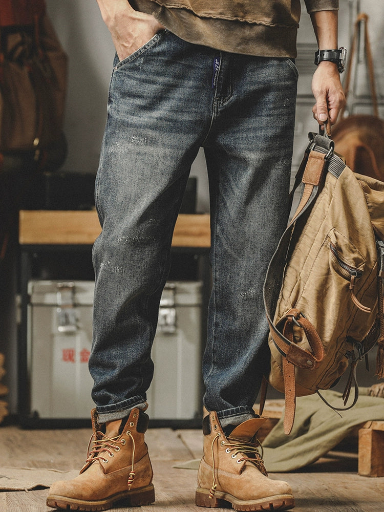 Vaqueros desgastados estilo americano pesado