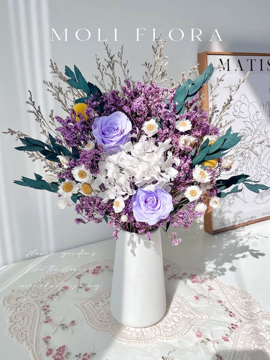 Eternal Rose & Eucalyptus Leaf Dried Flowers Bouquet