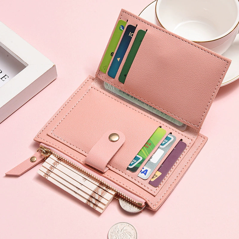 All-in-One Ultra-Thin Compact Soft PU Leather Zip Card Holder