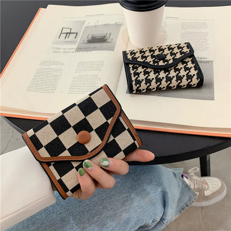 Vintage Plaid Canvas Buckle Wallet