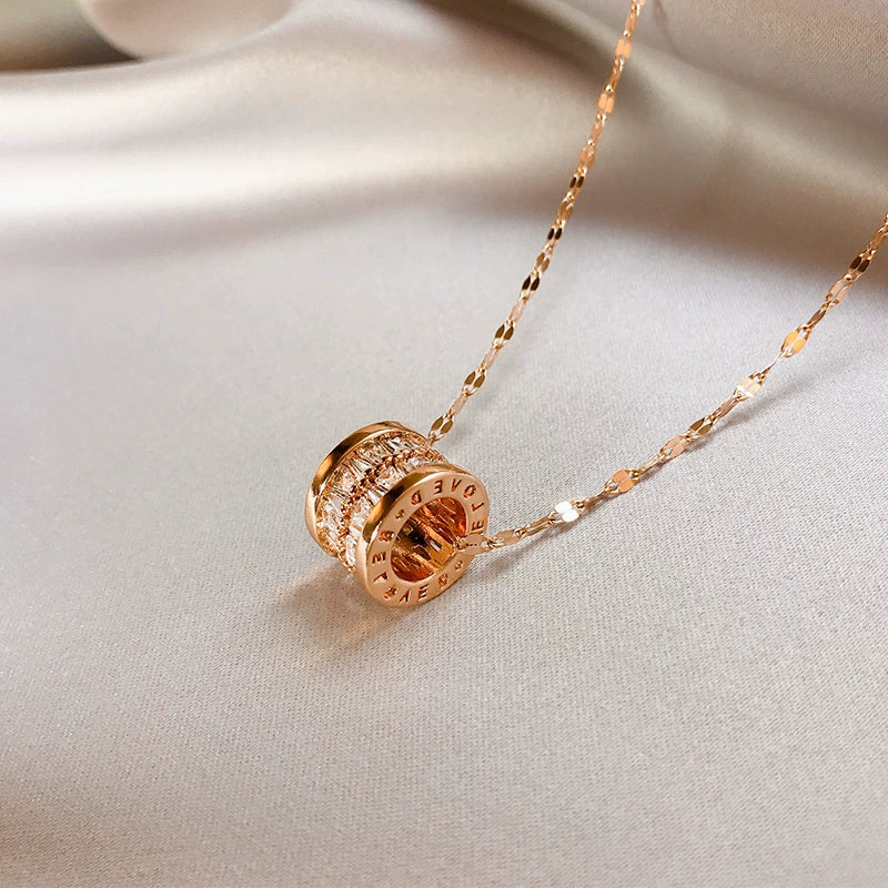 Cold Style 18K Rose Gold Titanium Steel Female Dignified Pendant