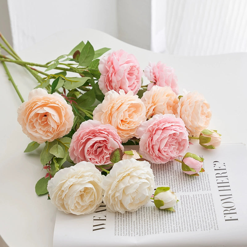 Peony Silk Flower Bouquets & Vases