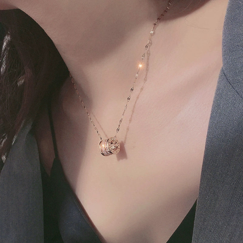 Cold Style 18K Rose Gold Titanium Steel Female Dignified Pendant