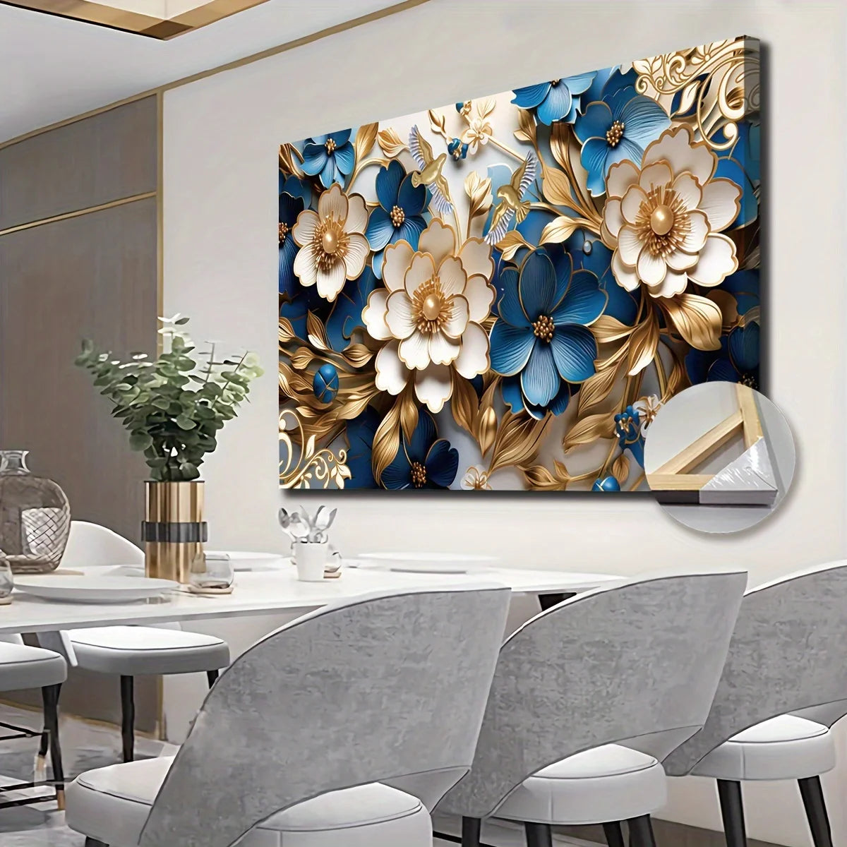 Framed Canvas Wall Art Filled with Floral Symphony (24 x 63in)