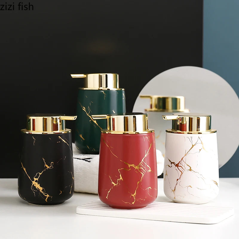 Colorful Ceramic Marble Bathroom Set