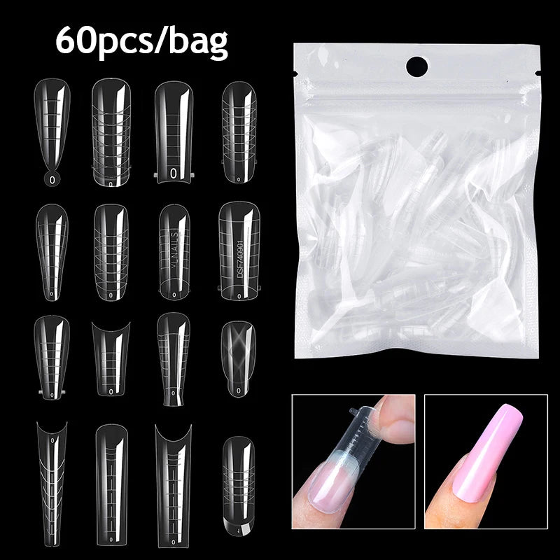 60pcs Sculpted Dual Forms for Poly UV Gel Nail