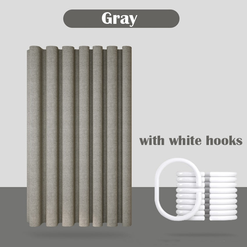 Thick Linen Shower Curtain Cover with Metal Hooks