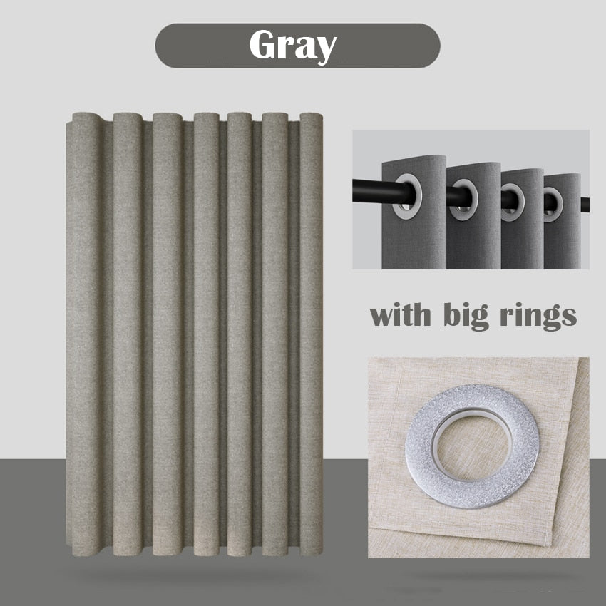 Thick Linen Shower Curtain Cover with Metal Hooks