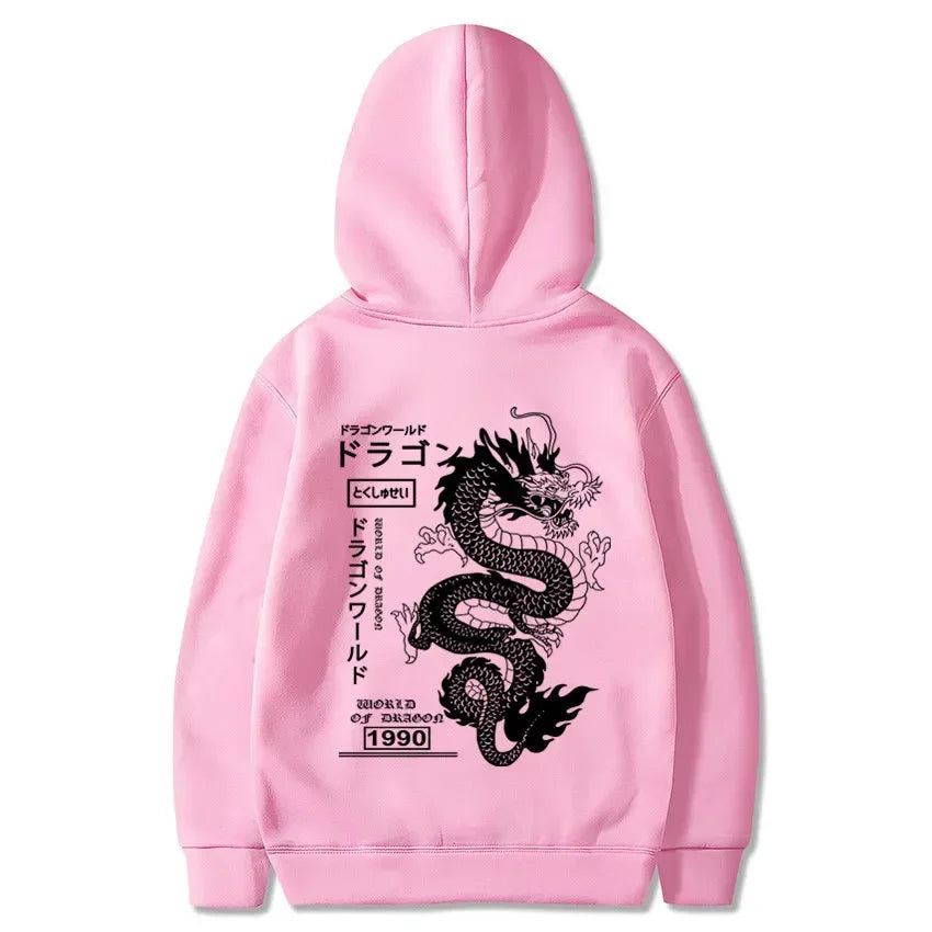 Sudadera con capucha estilo dragón japonés