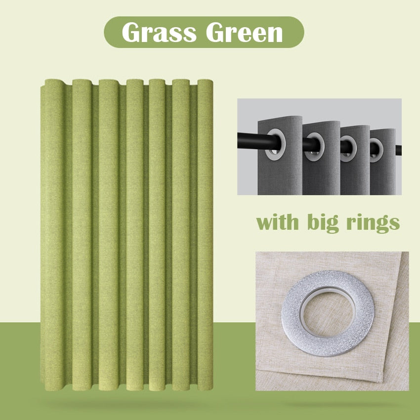 Thick Linen Shower Curtain Cover with Metal Hooks