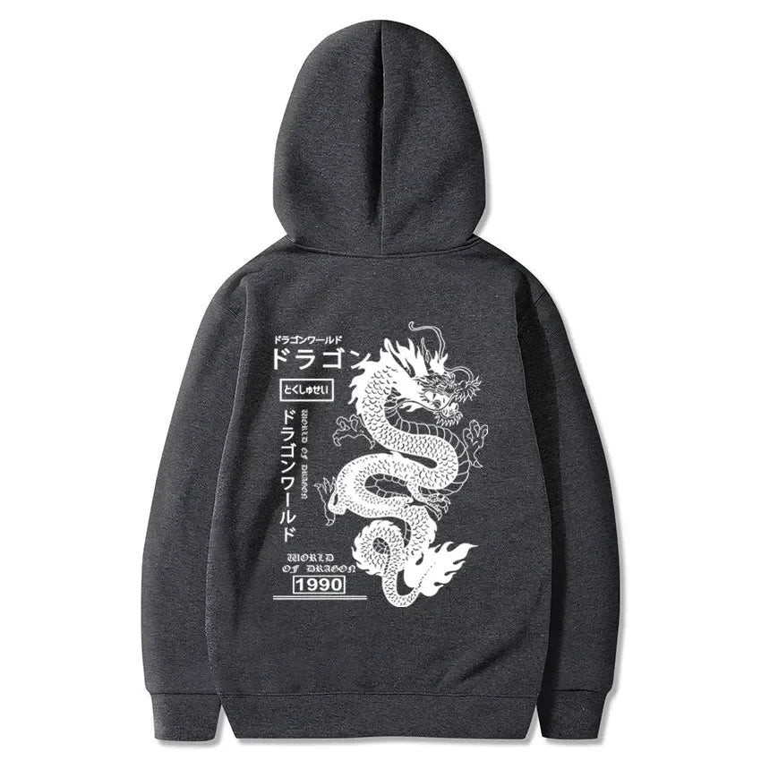 Sudadera con capucha estilo dragón japonés