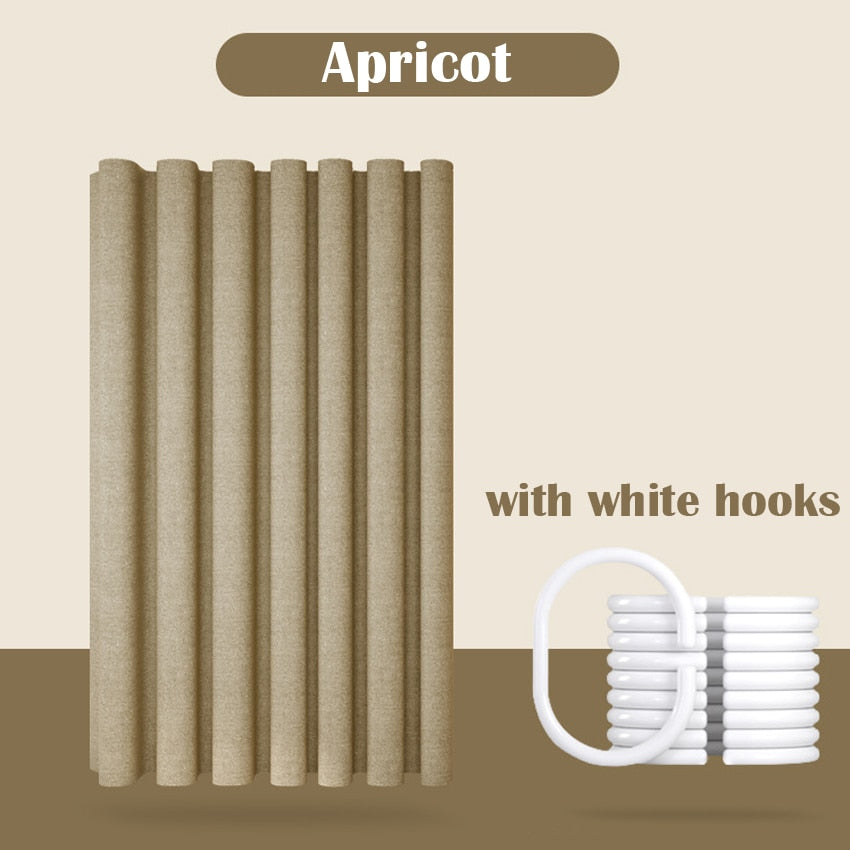 Thick Linen Shower Curtain Cover with Metal Hooks
