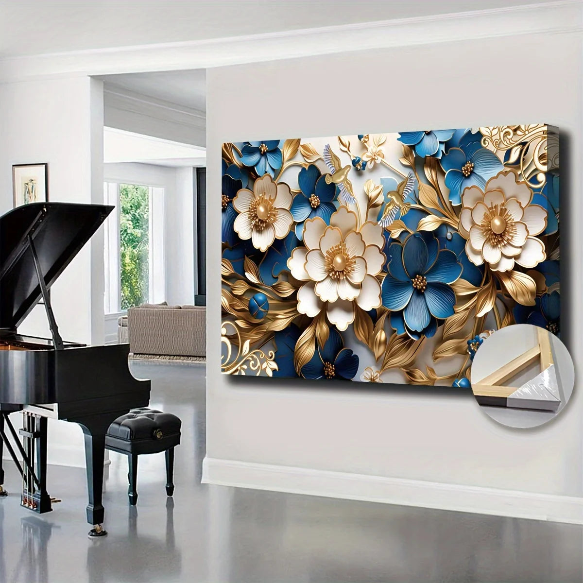 Framed Canvas Wall Art Filled with Floral Symphony (24 x 63in)