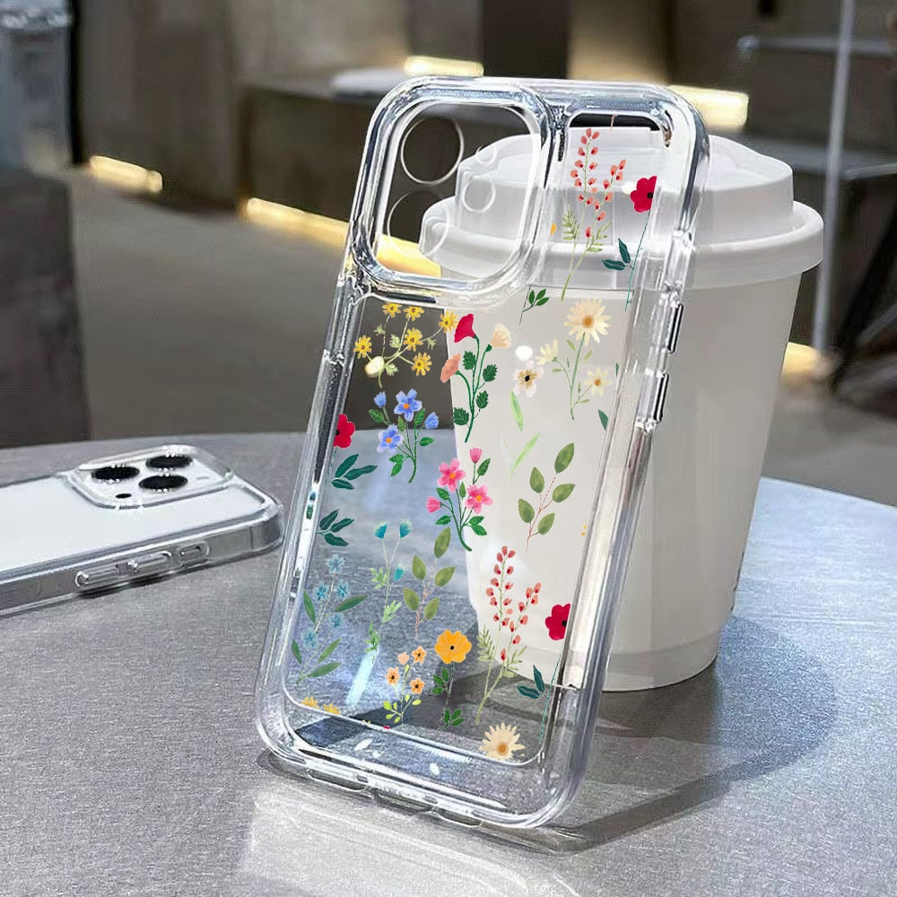 Funda de silicona para teléfono con flores