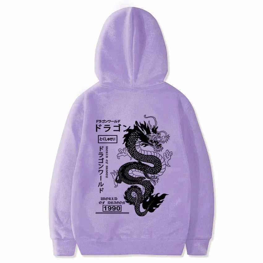 Sudadera con capucha estilo dragón japonés