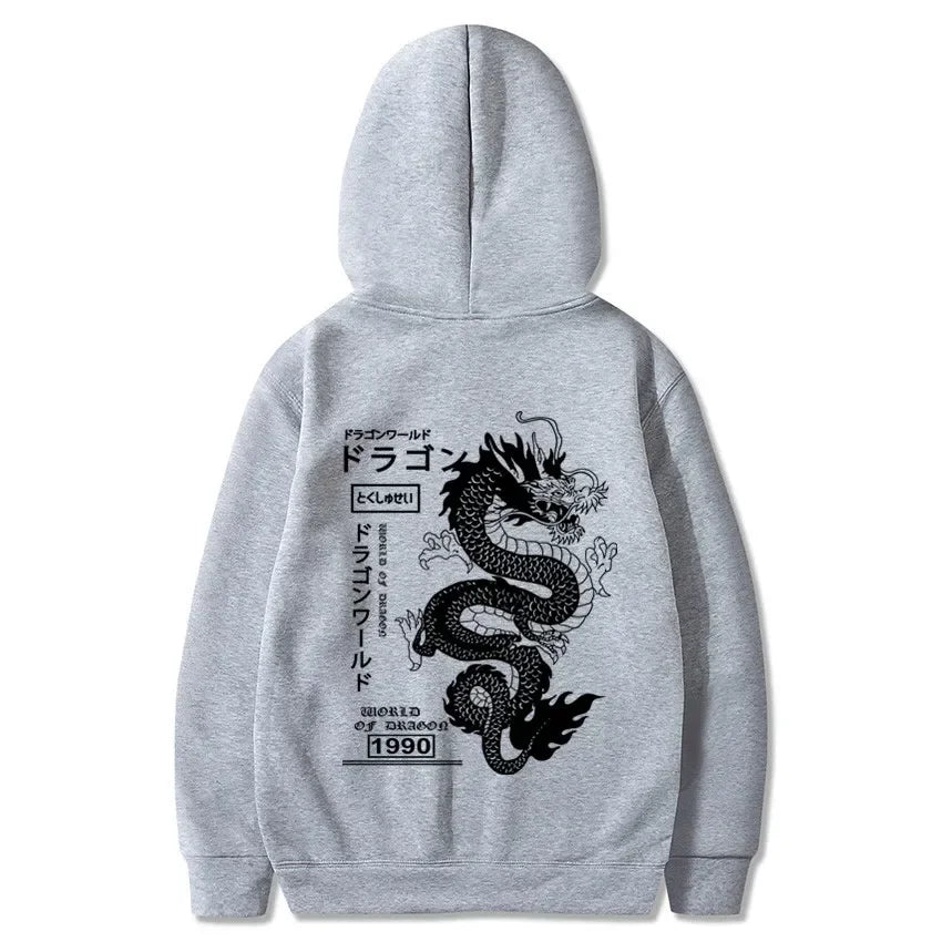 Sudadera con capucha estilo dragón japonés