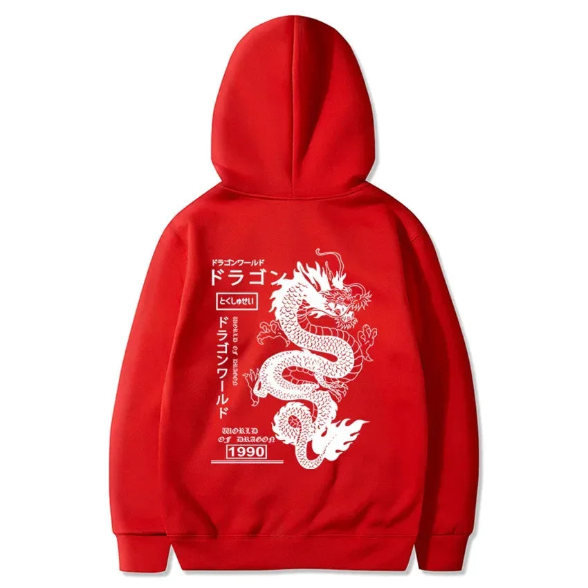 Sudadera con capucha estilo dragón japonés