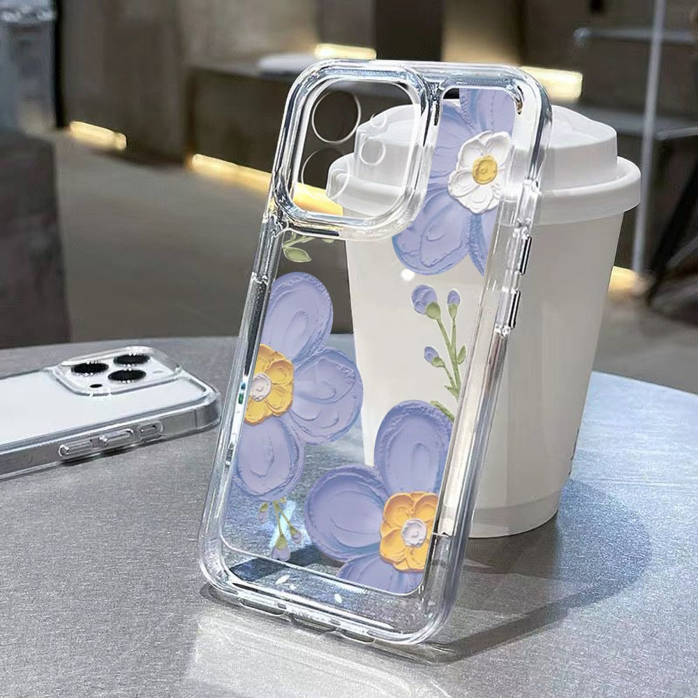 Funda de silicona para teléfono con flores