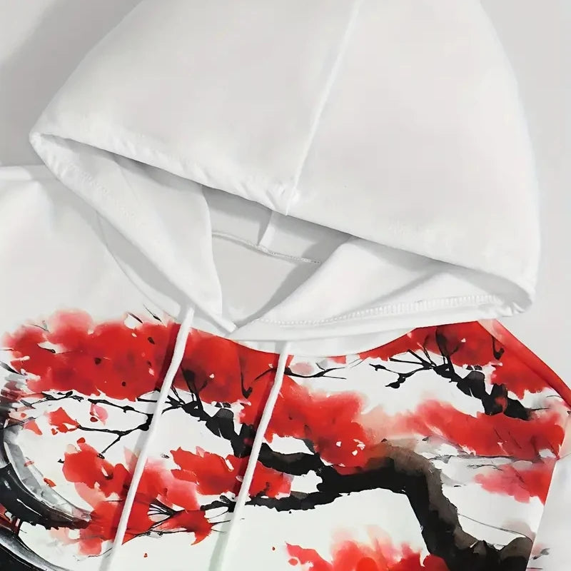 Men's Hoodie Japanese Temples and Cherry Blossoms