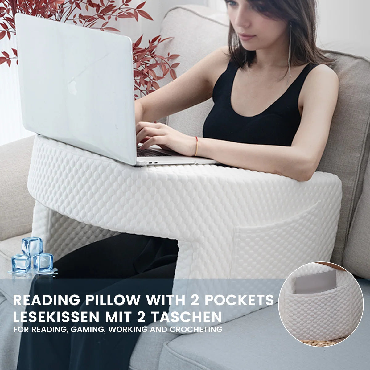 1 almohada de lectura suave con reposabrazos (funda extraíble y lavable)