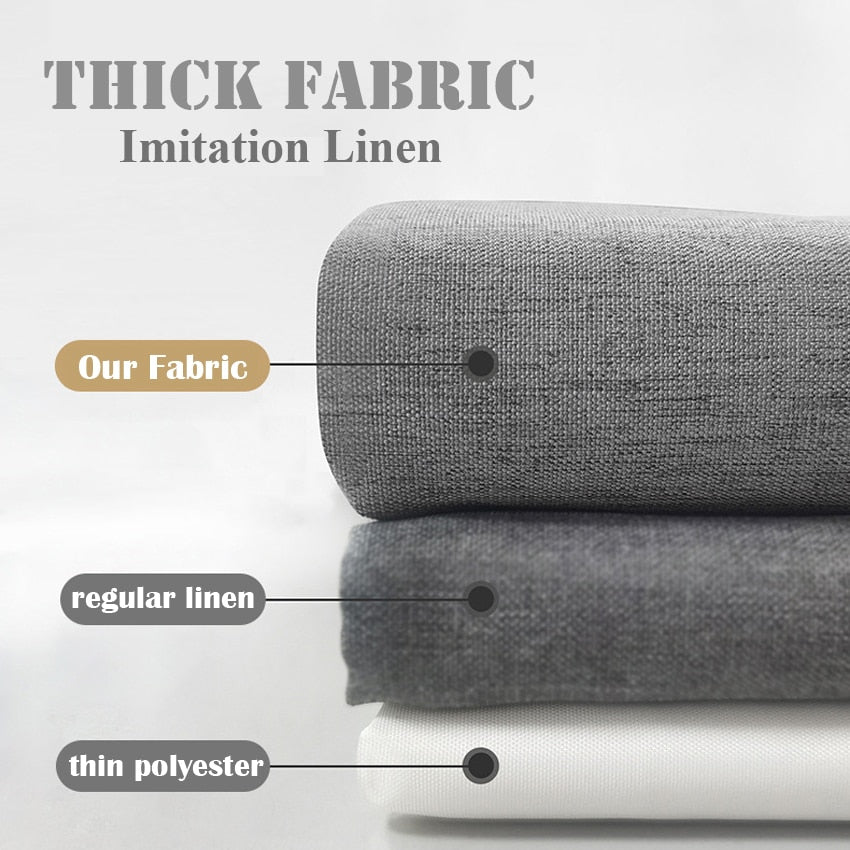 Thick Linen Shower Curtain Cover with Metal Hooks