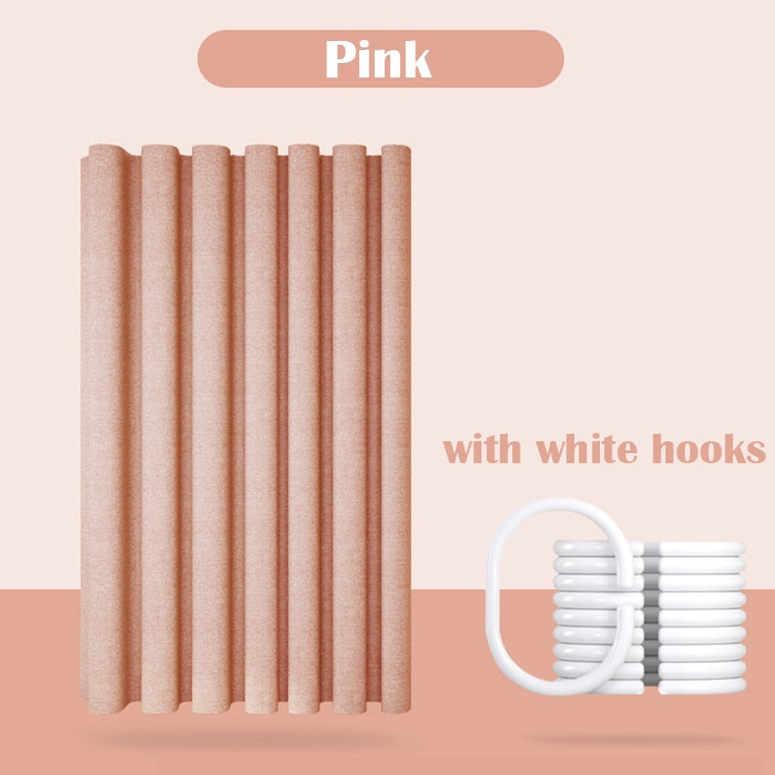 Thick Linen Shower Curtain Cover with Metal Hooks
