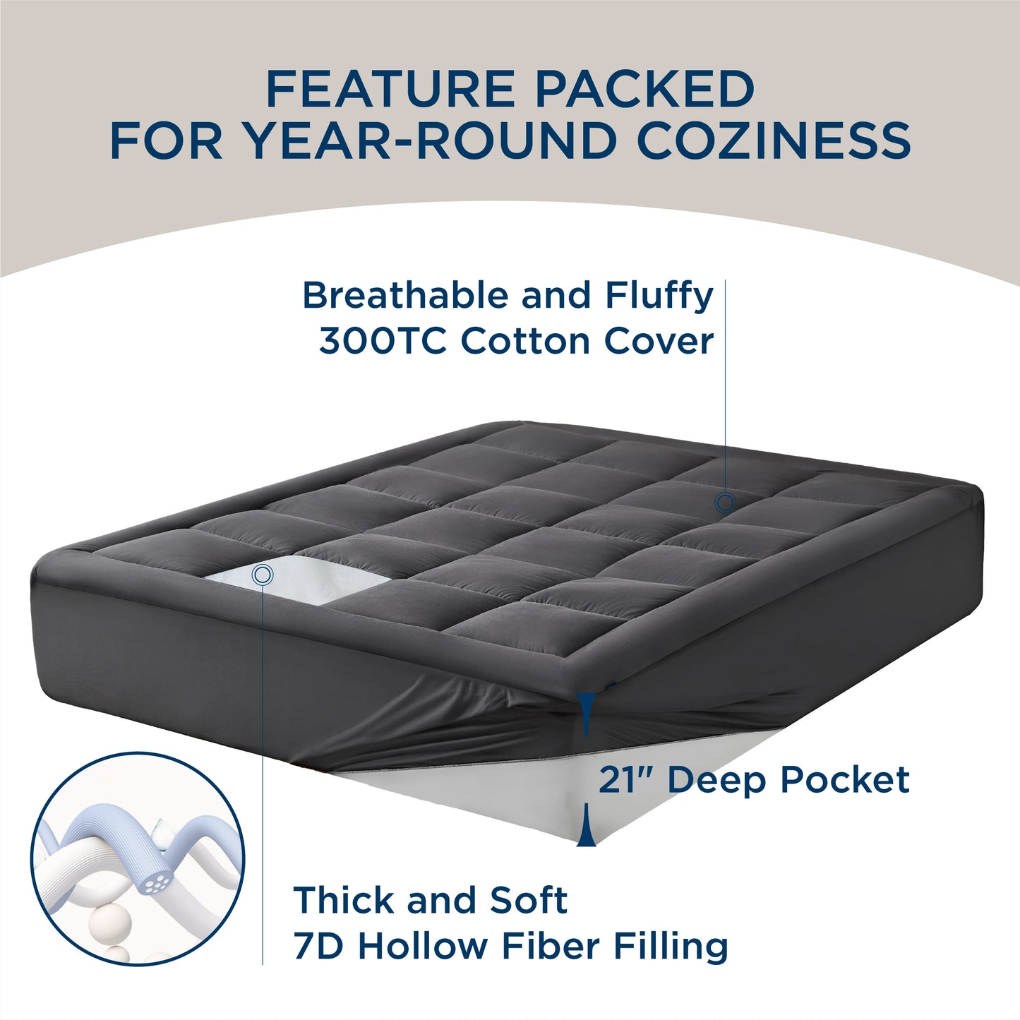 Breathable Cotton Mattress Pad Topper