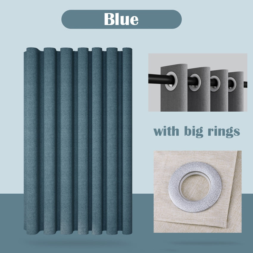 Thick Linen Shower Curtain Cover with Metal Hooks