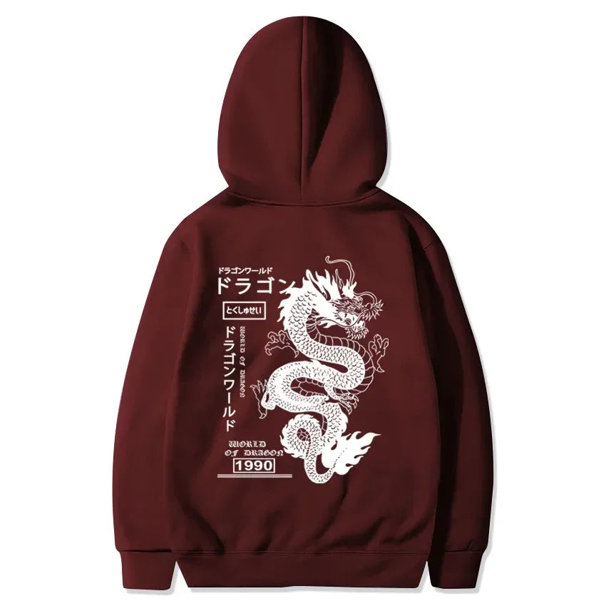 Sudadera con capucha estilo dragón japonés