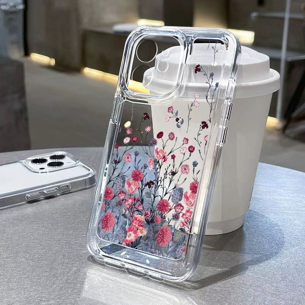 Funda de silicona para teléfono con flores