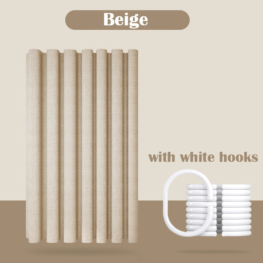 Thick Linen Shower Curtain Cover with Metal Hooks
